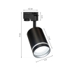 Lampa na szynoprzewód RING czarna 70 mm szeroka GU10 wymiary