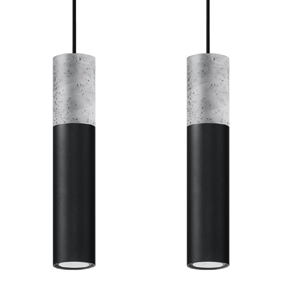 Lampa wisząca tuba podwójna BORGIO czarna beton