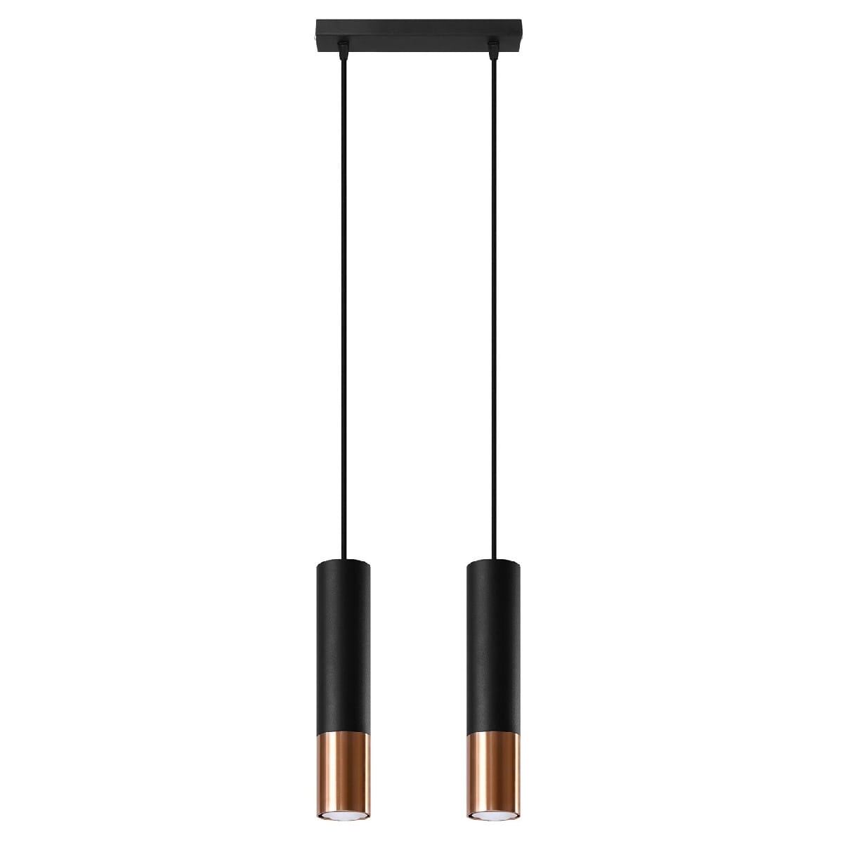 Lampa wisząca tuba podwójna LOOPEZ czarno miedziana