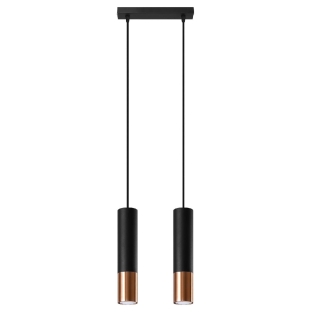 Lampa wisząca tuba podwójna LOOPEZ czarno miedziana