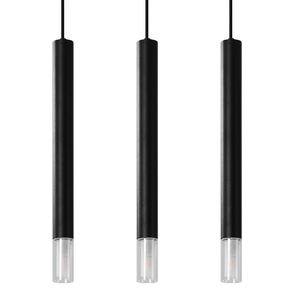 Wiszące sople lampa czarna WEZYR metal szkło 3xG9