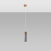 Lampa wisząca tuba betonowa z drewnem ZANE