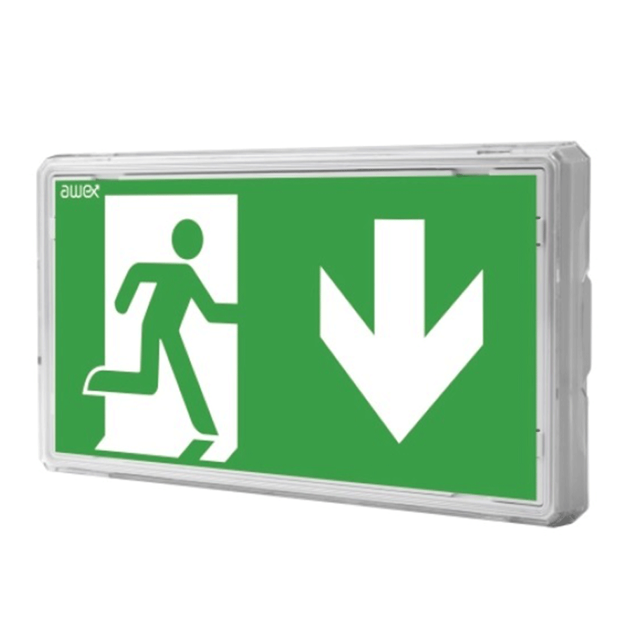 Lampa Exit S z piktogramem wyjście ewakuacyjne