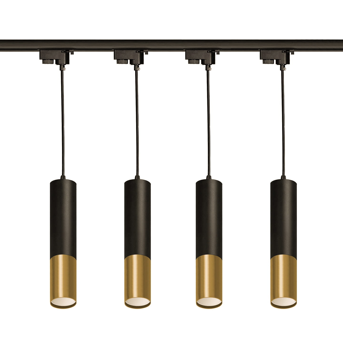 4x Lampa wisząca na szynoprzewód czarno złota 29cm 1-fazowa + 2x szyna 1m + łącznik do wyboru