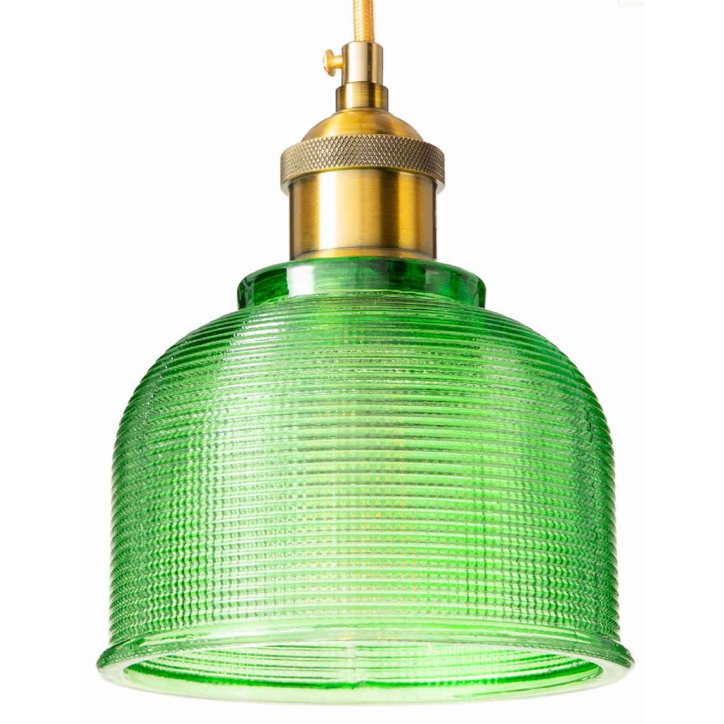 Zielona lampa wisząca szklana BELL 1x E27