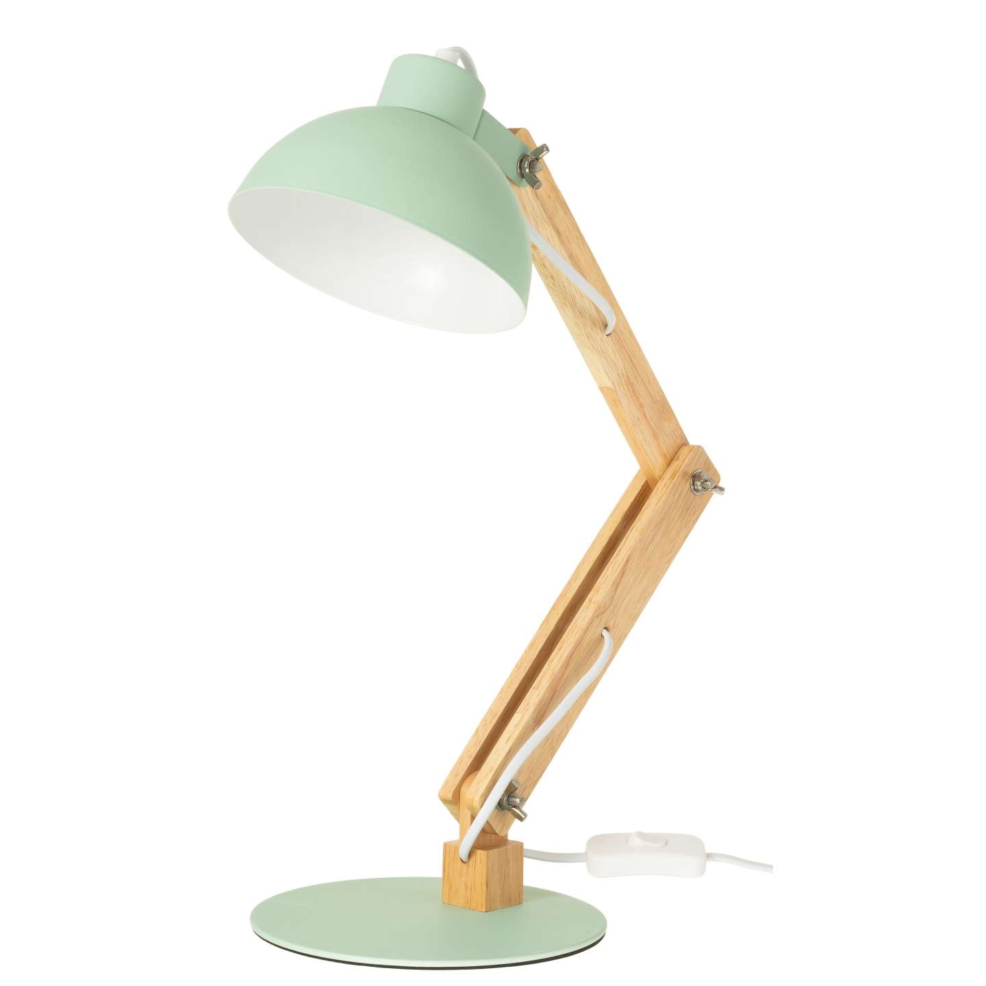 Lampka biurkowa miętowa drewno ruchoma E27