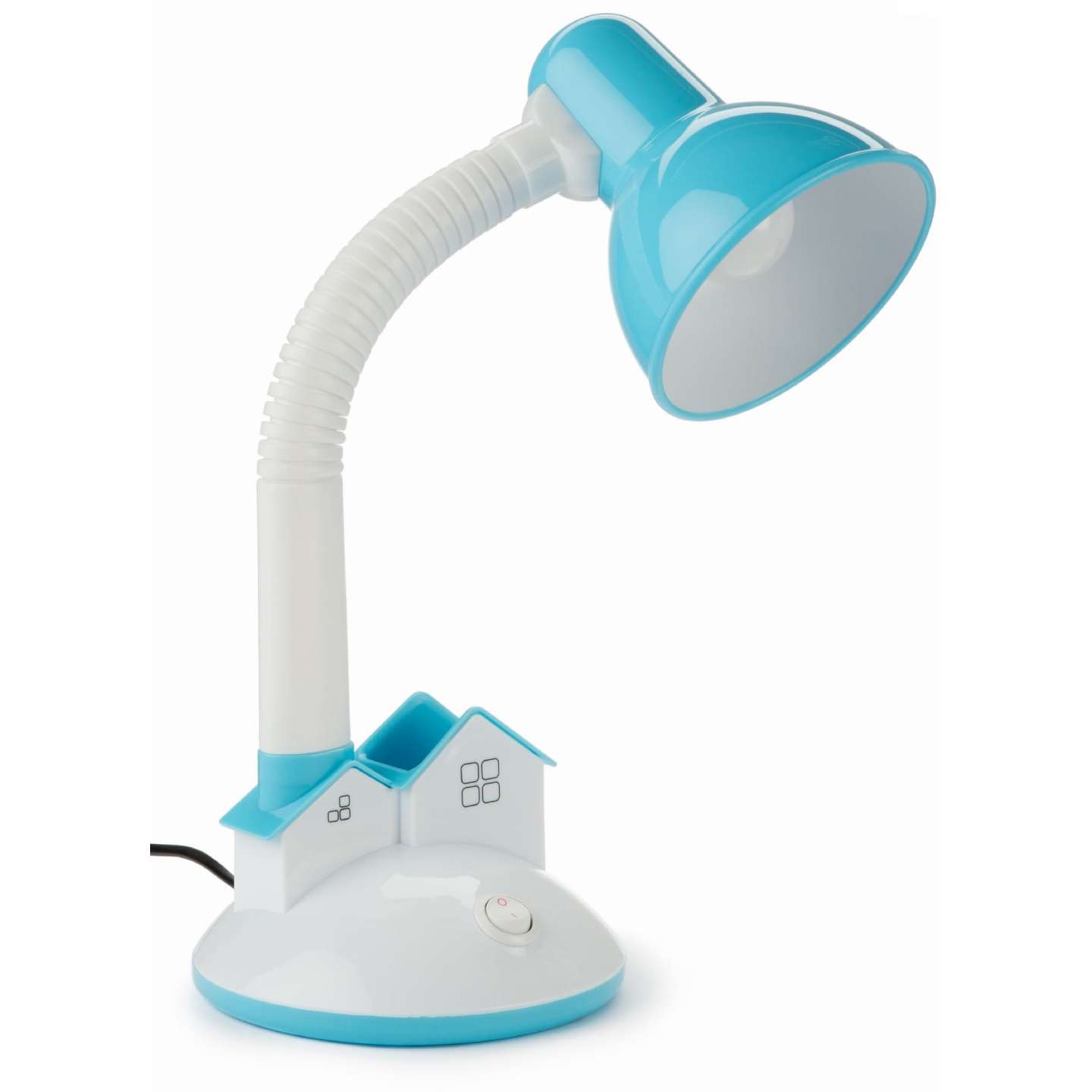 Lampka biurkowa dla dzieci z organizerem domek niebieska