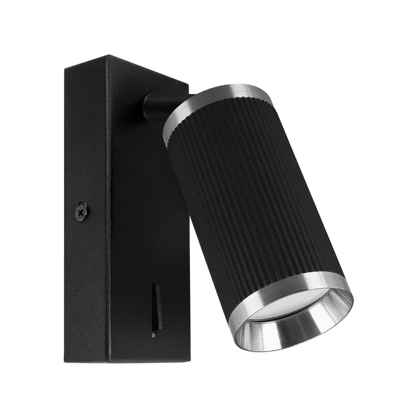 Czarny kinkiet do sypialni z włącznikiem i ryflowanym wzorem FRIDA WLL 2xGU10