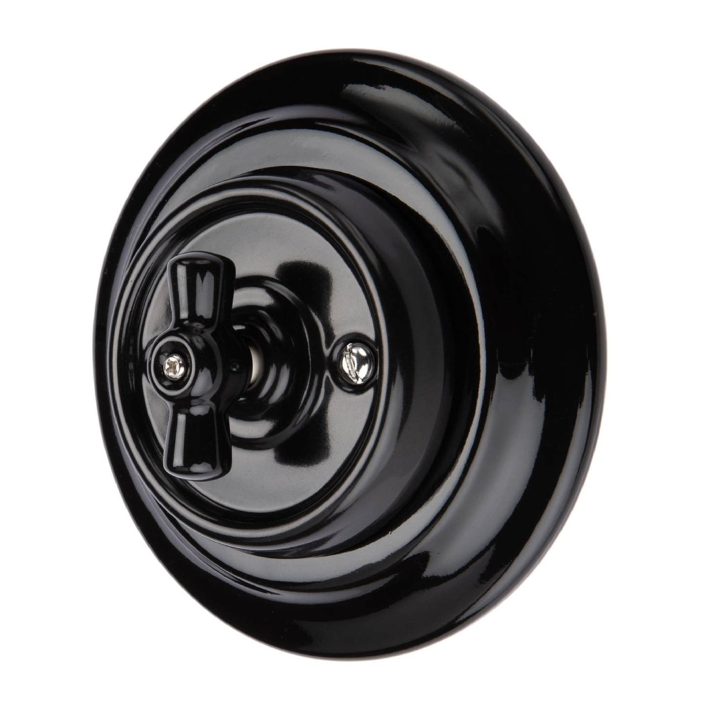 Włącznik światła loft czarny podtynkowy ceramiczny obrotowy schodowy