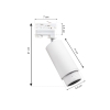 Lampa do szynoprzewodu biała MICA ZOOM 1xGU10 3-fazowa - wymiary
