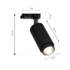Lampa szynowa czarna MICA ZOOM 1xGU10 3-fazowa wymiary
