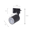 Lampa na szyne na żarówkę GU10 czarna TRACER 1-fazowa - wymiary