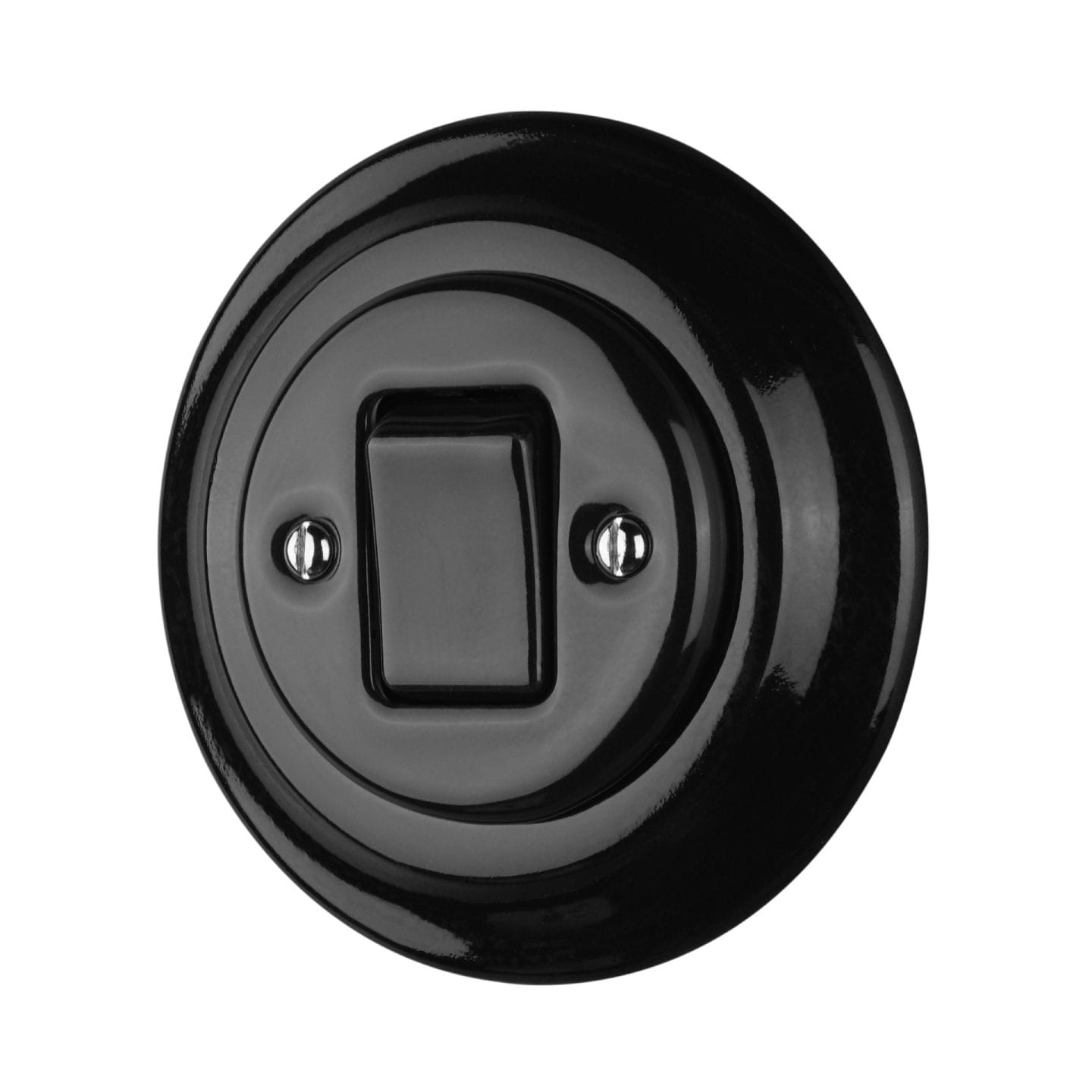 Włącznik schodowy krzyżowy retro ceramiczny podtynkowy z ramką pojedynczy czarny