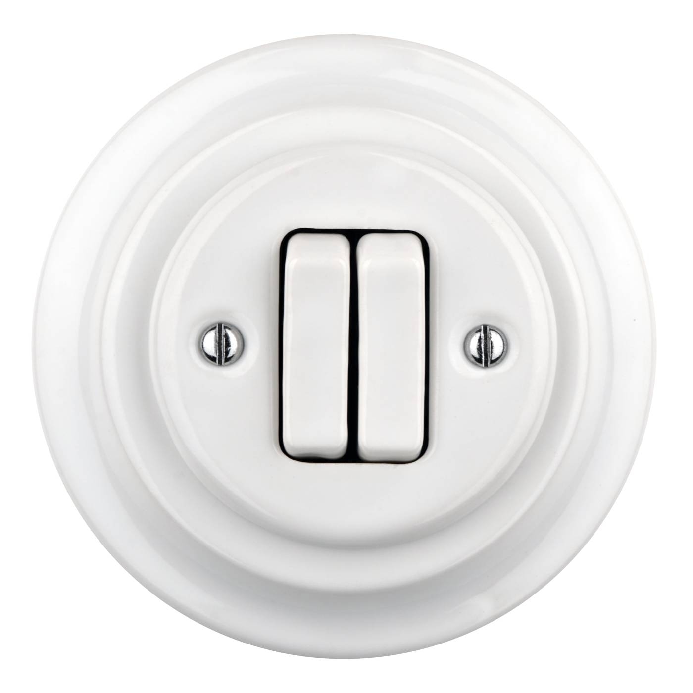 Włącznik do rolet ceramiczny retro biały z ramką podwójny podtynkowy