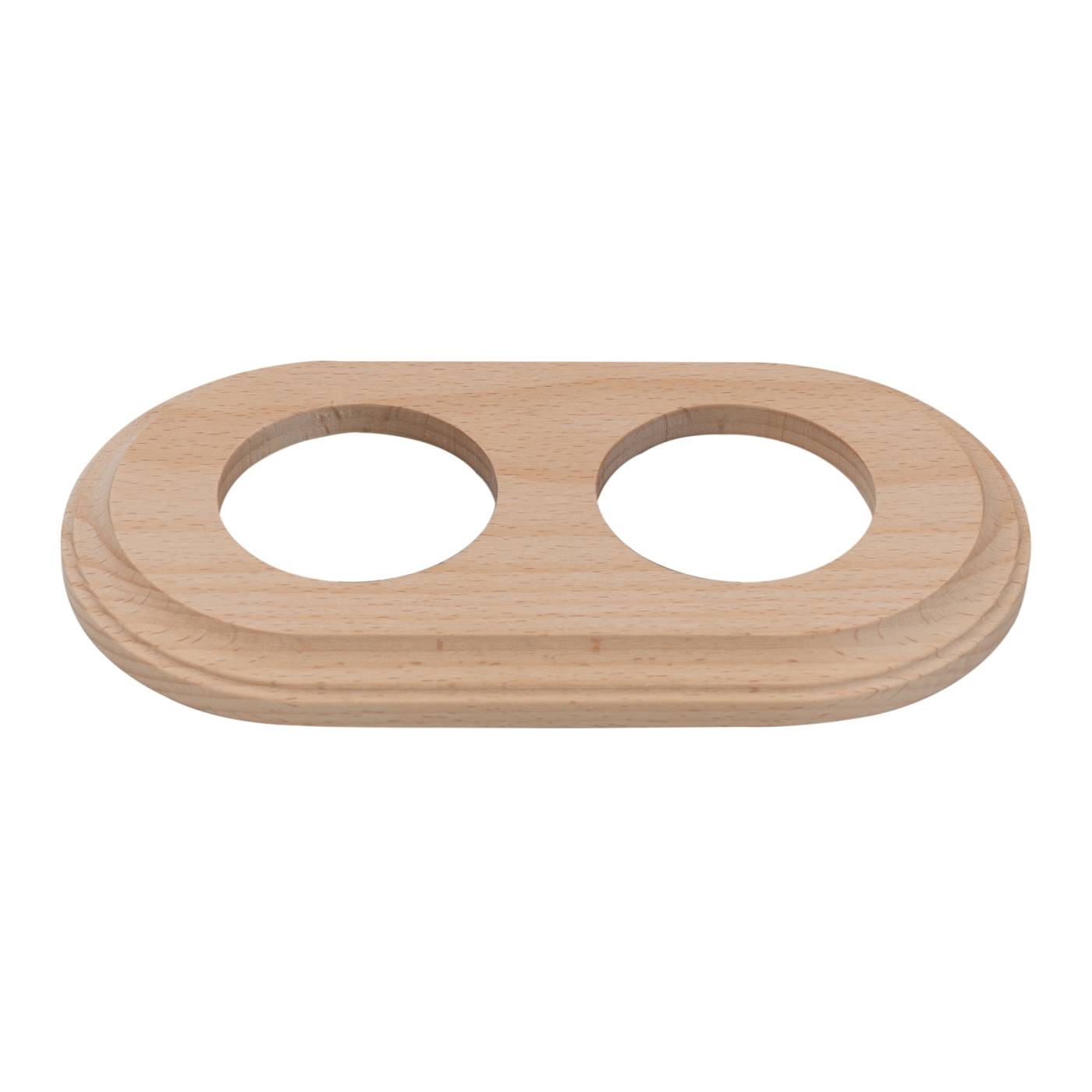 Ramka podwójna drewniana do gniazdek i włączników ceramicznych retro podtynkowa