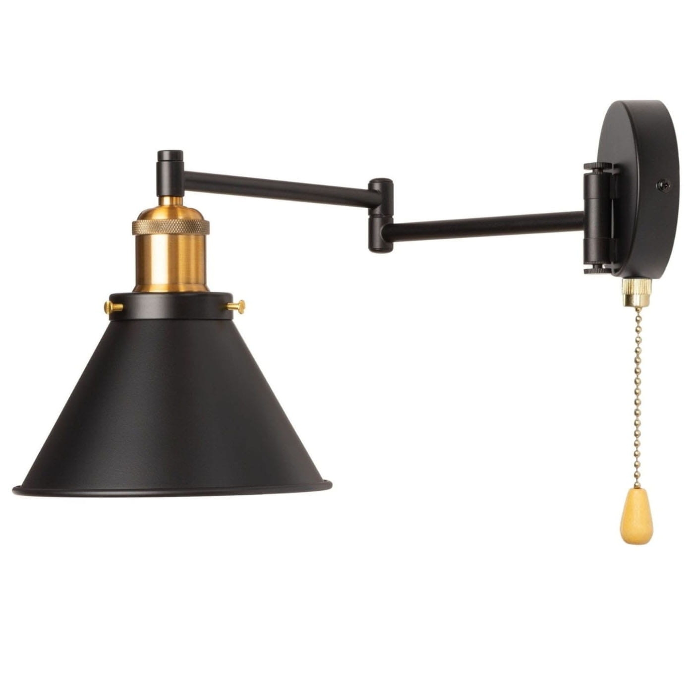 Lampa ścienna na wysięgniku ruchomym regulowana czarna metalowa z włącznikiem Antic Brass