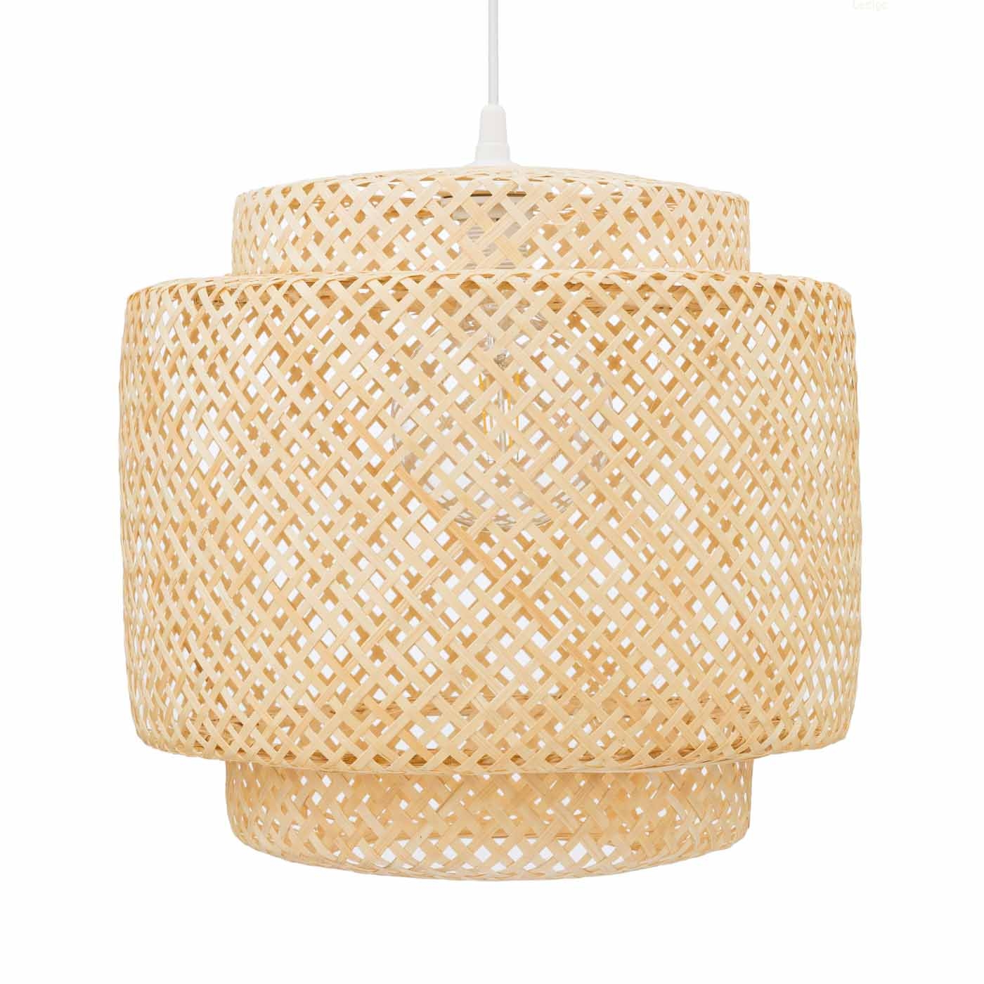 Żyrandol naturalny z bambusa 50cm TH06L 1xE27 biała podsufitka