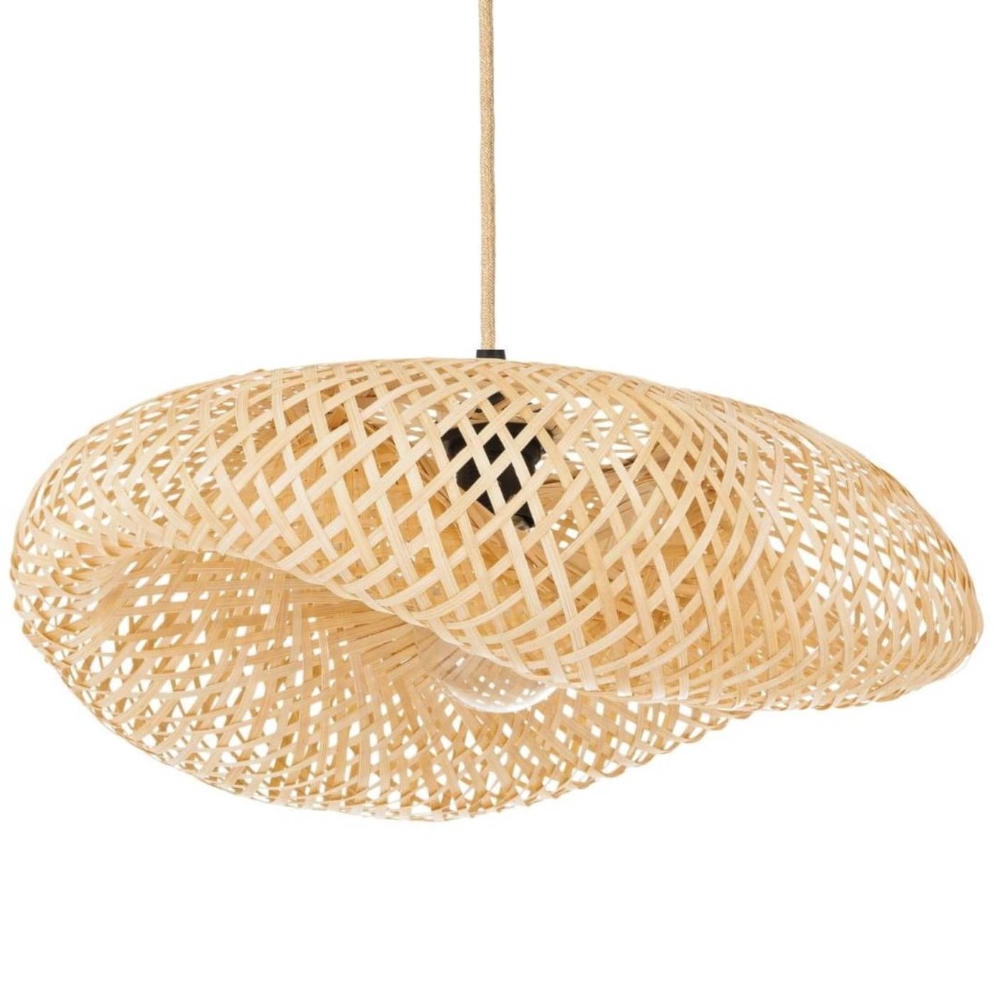 Lampa sufitowa naturalna na kablu w oplocie jutowym 1xE27 NUSA 50 cm