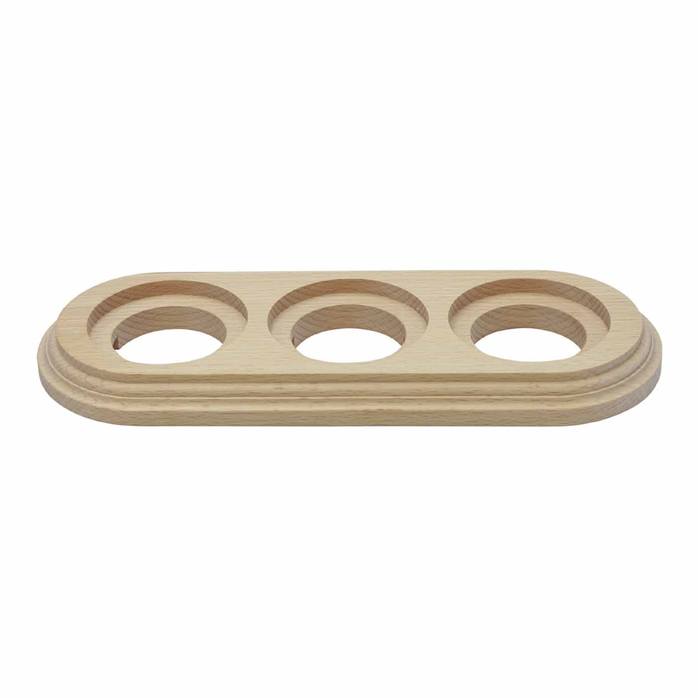 Ramka potrójna drewniana do gniazdek i włączników ceramicznych retro natynkowa