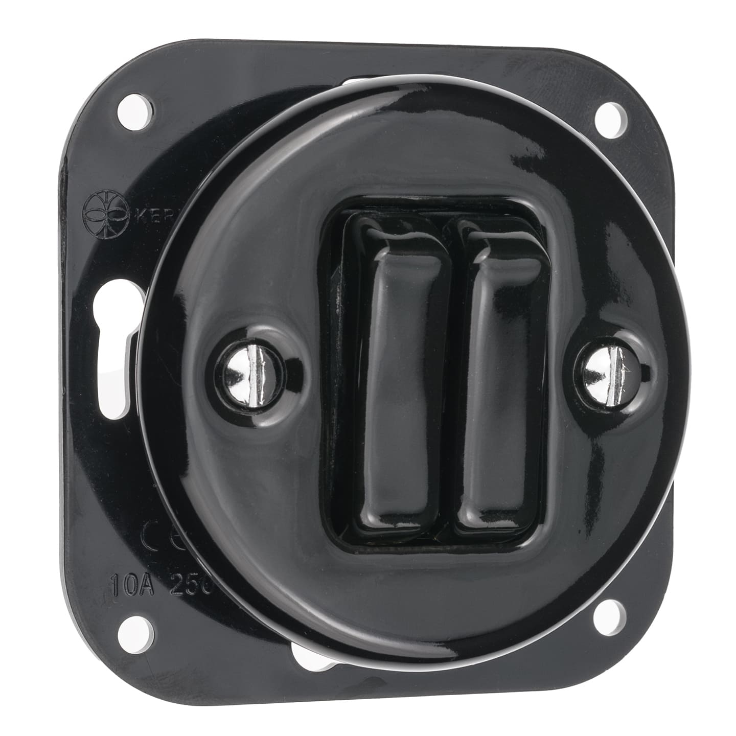 Włącznik elektryczny retro czarny schodowy podwójny do ramki