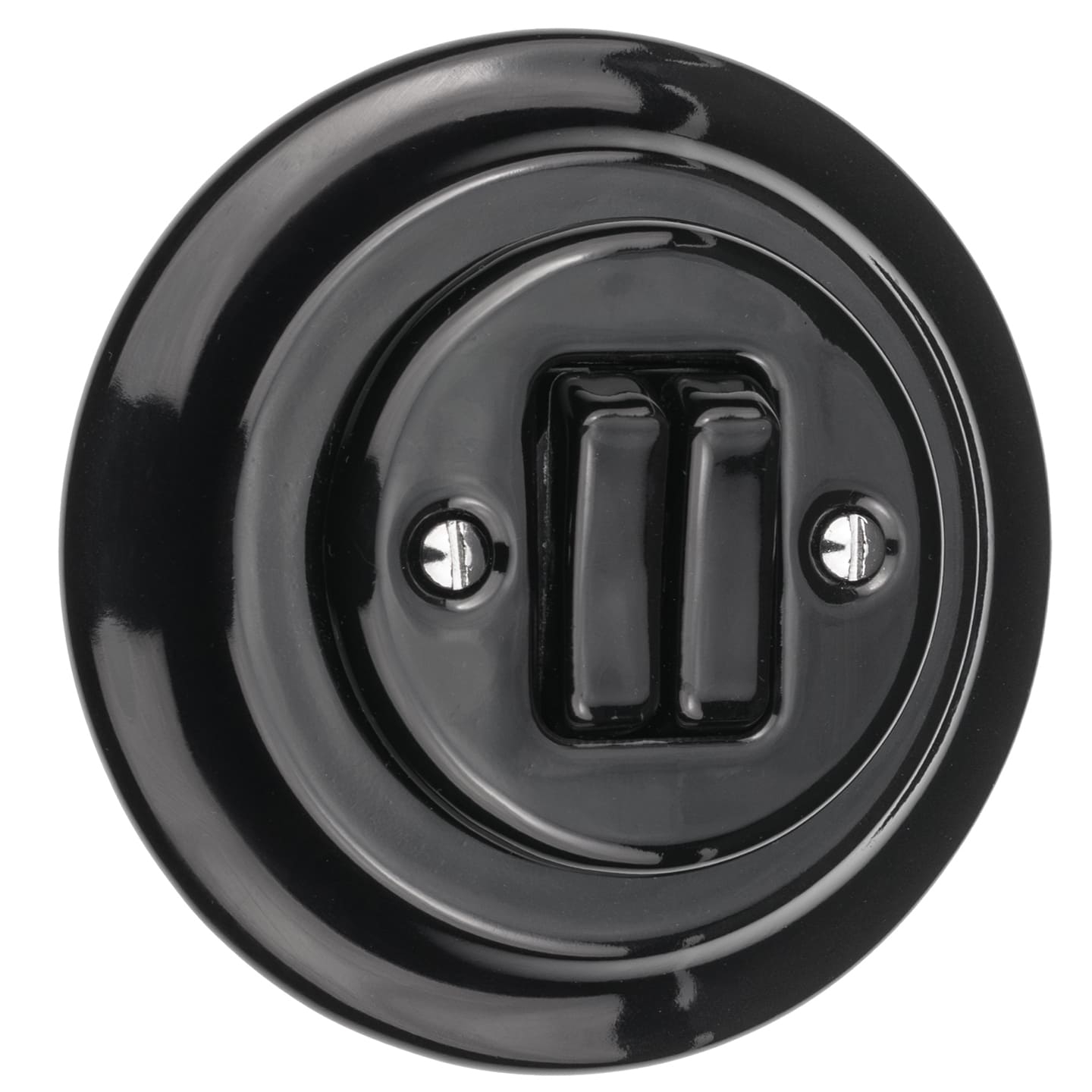 Włącznik do światła retro podwójny czarny schodowy podtynkowy