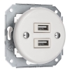 Gniazdko z usb ceramiczne podtynkowe bez ramki 2x USB białe
