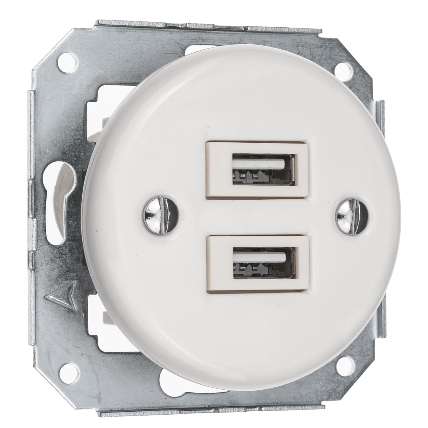 Gniazdko z usb ceramiczne podtynkowe bez ramki 2x USB białe