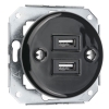 Gniazdko z usb ceramiczne podtynkowe bez ramki 2x USB czarne
