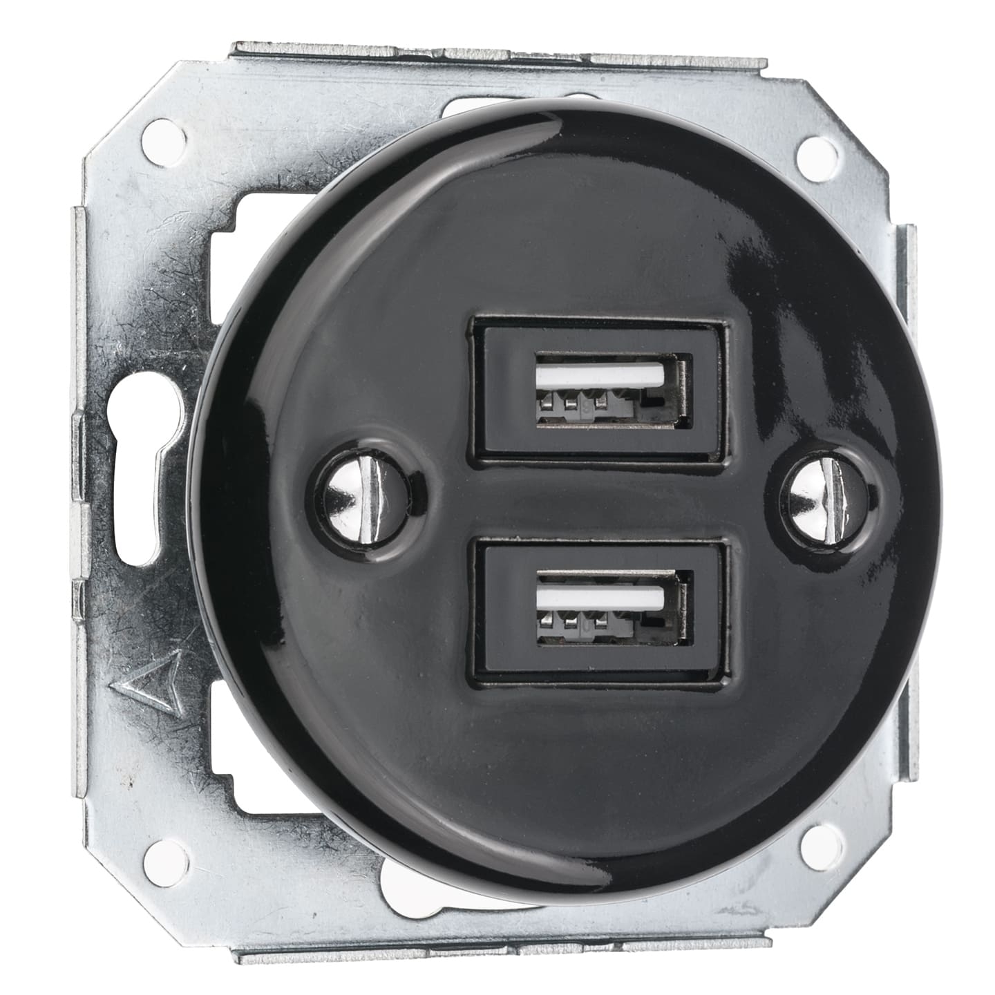 Gniazdko z usb ceramiczne podtynkowe bez ramki 2x USB czarne