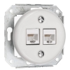 Gniazdo ceramiczne internetowe 2x RJ45 podtynkowe do ramki białe