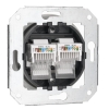 Gniazdo ceramiczne internetowe 2x RJ45 podtynkowe do ramki białe