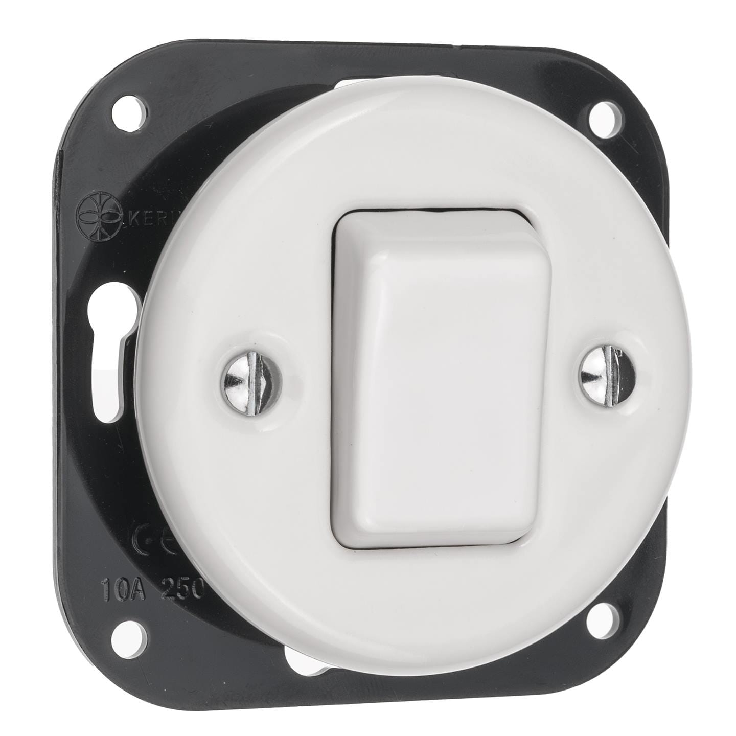 Przełącznik krzyżowy retro ceramiczny podtynkowy pojedynczy biały do ramki