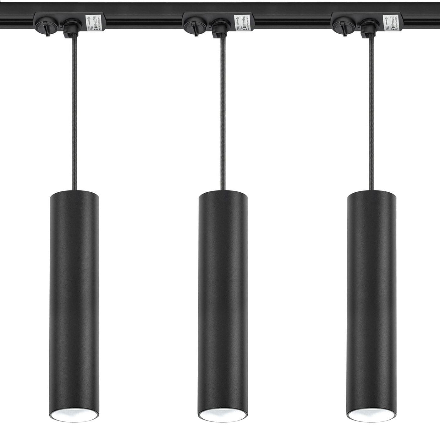 Lampy wiszące na szynie 3x Oprawa Tubo na GU10 LED + szynoprzewód 1m 1-fazowy