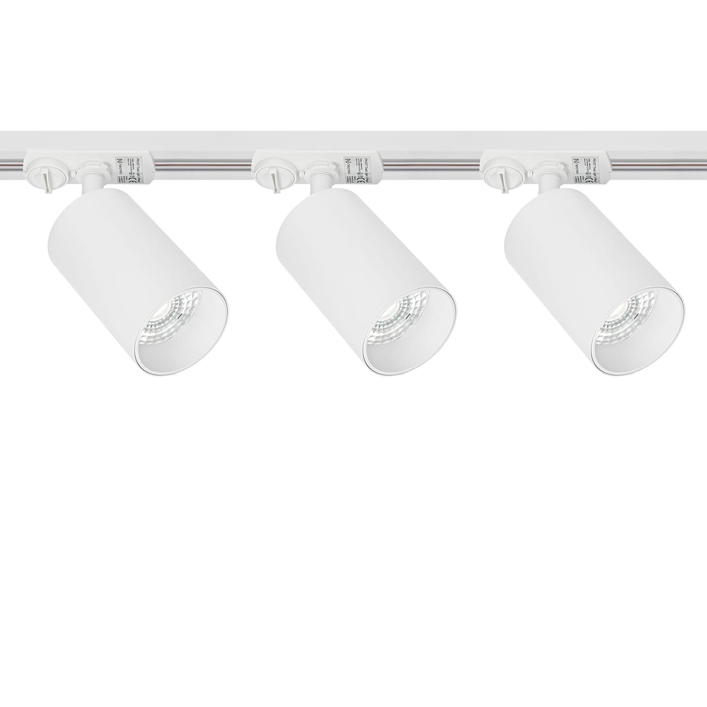 Lampy na szynie Zestaw 3 x lampa PIVOT biała + szyna 1,5m Premium 1-fazowe