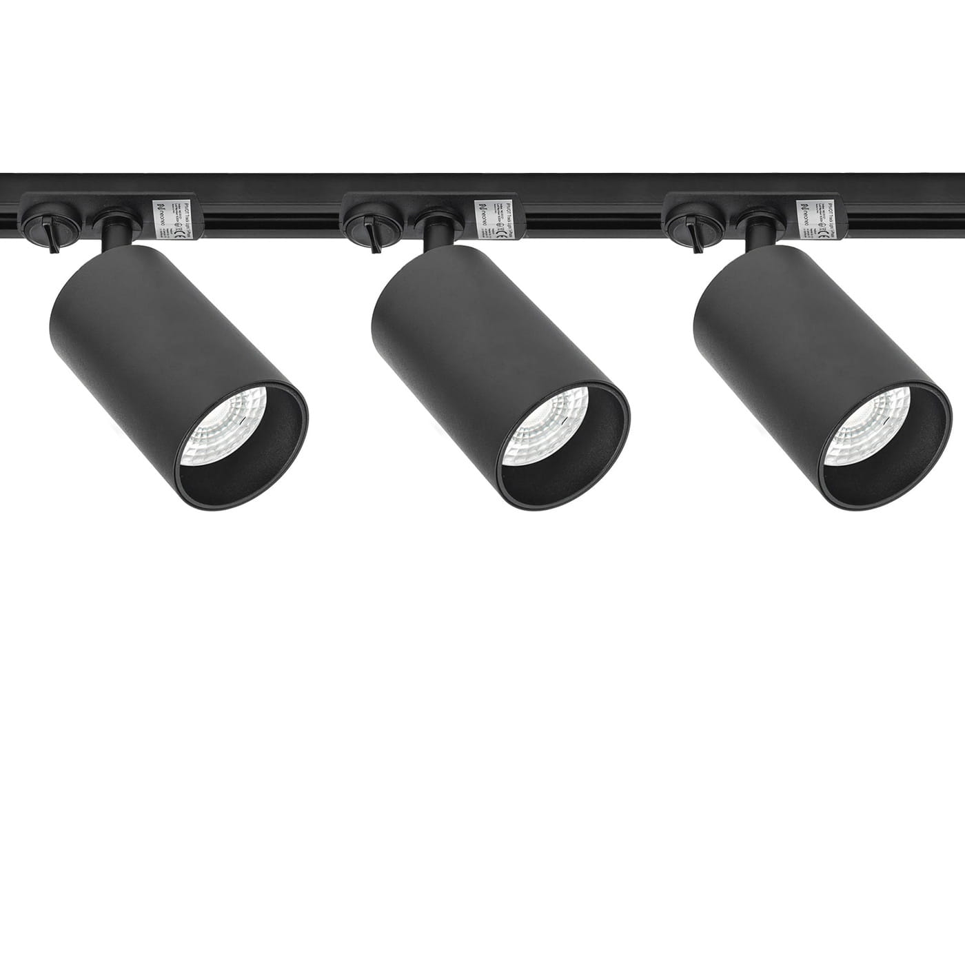 Lampy na szynie Zestaw 3 x lampa PIVOT czarna + szyna 1,5m Premium 1-fazowe