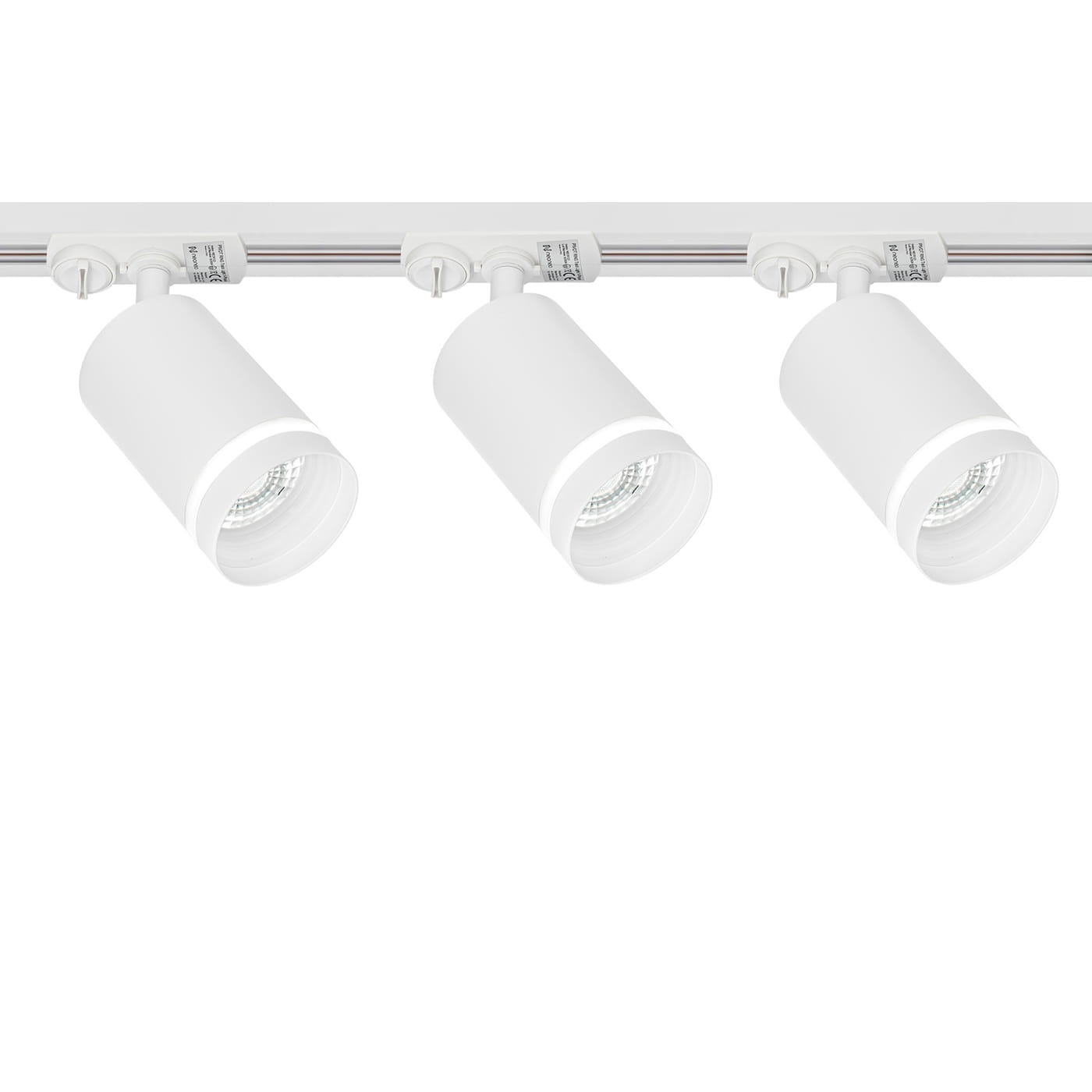 Lampy na szynie białe Zestaw 3 x Reflektor PIVOT RING + Szynoprzewód 1,5m 1-fazowy