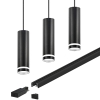 Oświetlenie na szynie czarne Zestaw 3x Oprawa Wisząca TUBO RING + szyna 100 cm