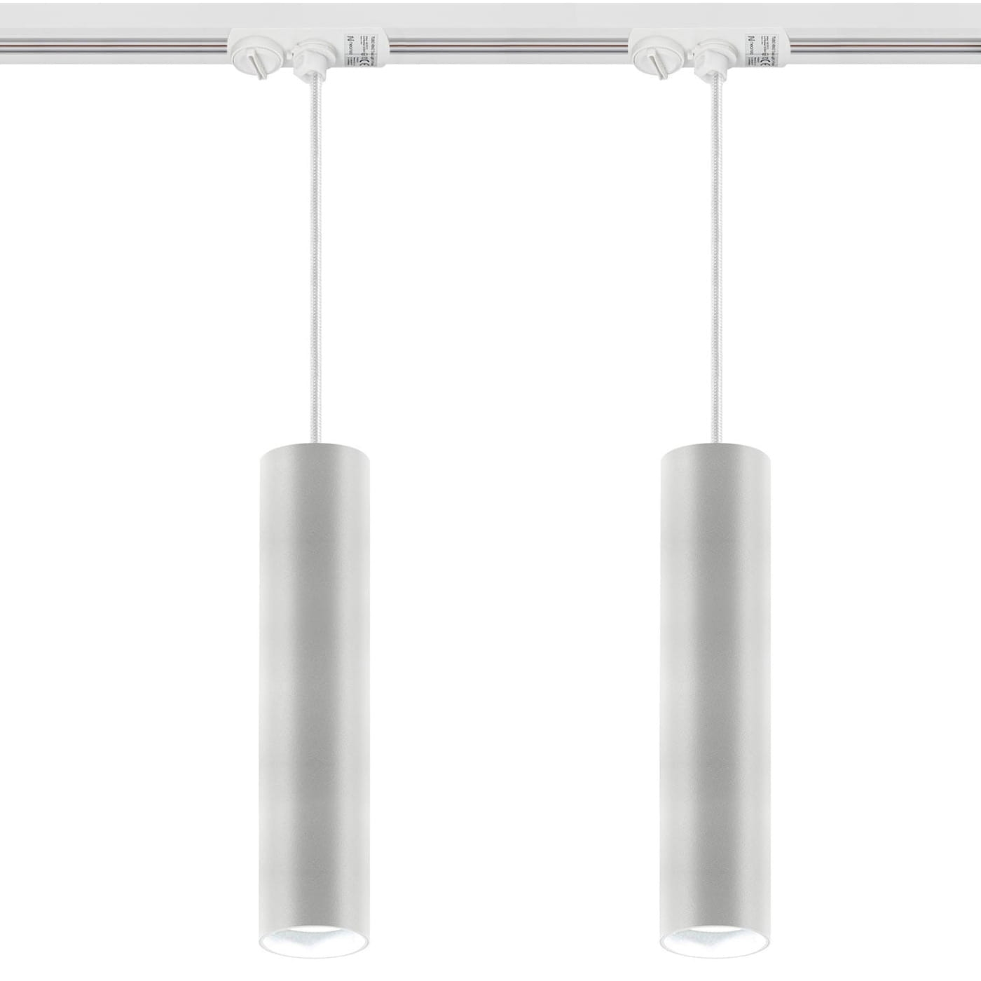 Lampy na szynie białe Zestaw 2 x Oprawa TUBO + szynoprzewód 1 m 1-fazowy