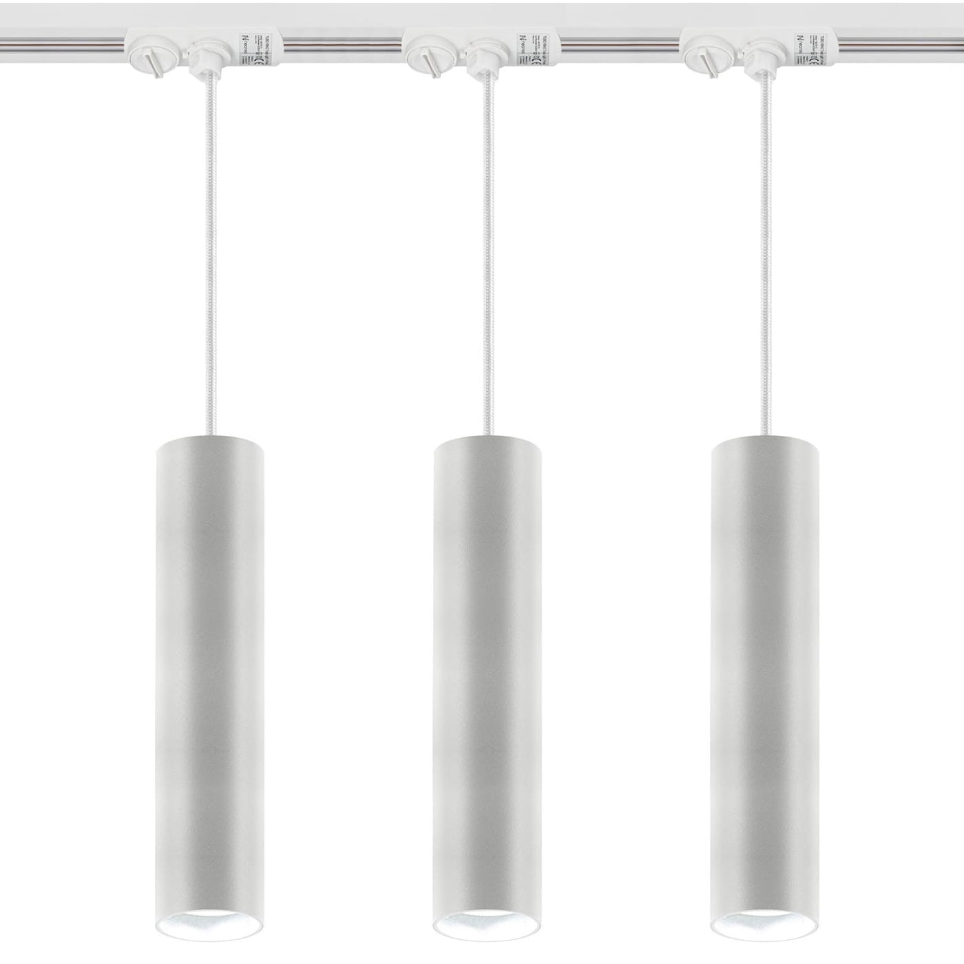 Oświetlenie na szynie białe 3x Oprawa TUBO na GU10 LED + Szynoprzewód 1m