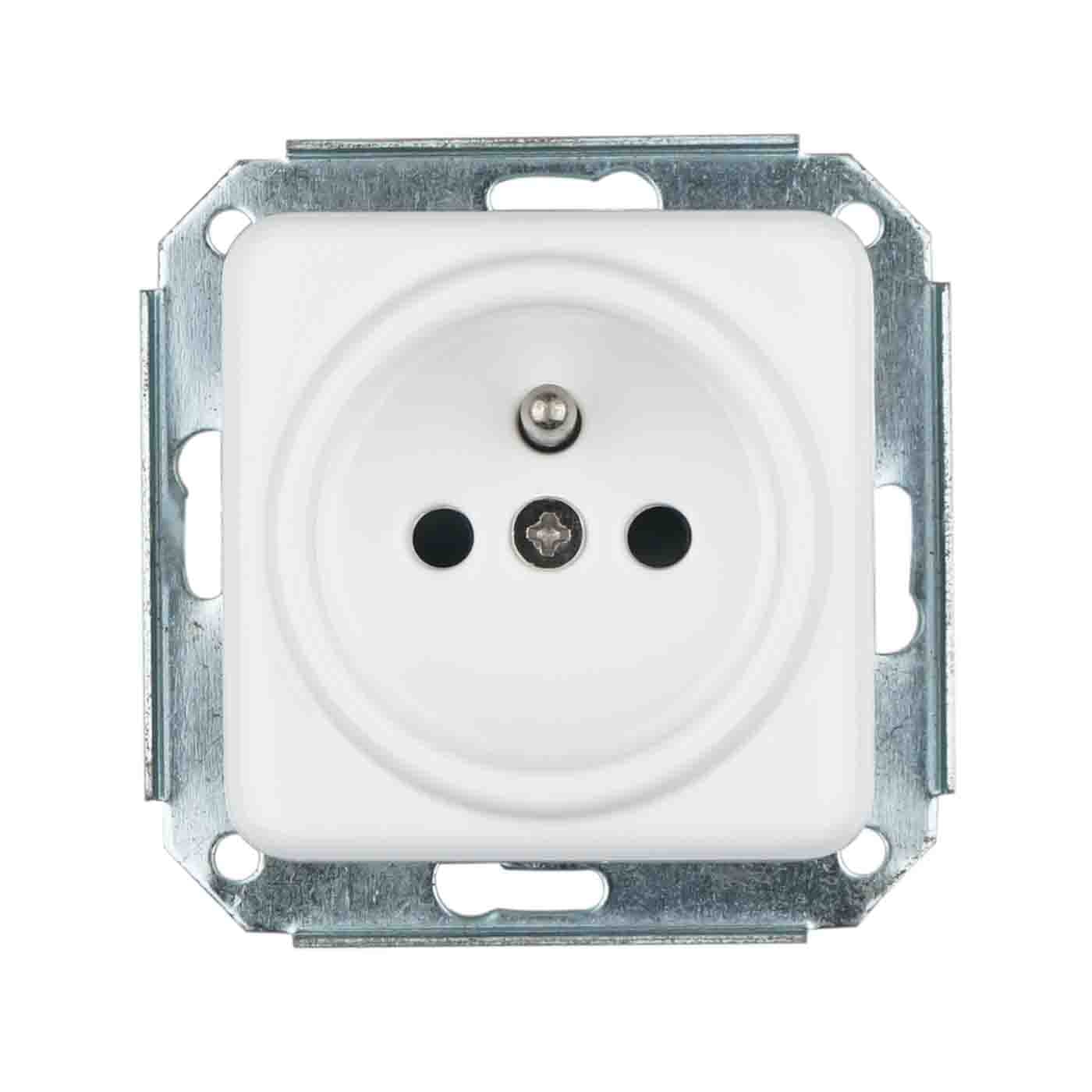 Gniazdo ceramiczne kwadratowe podtynkowe białe do ramki