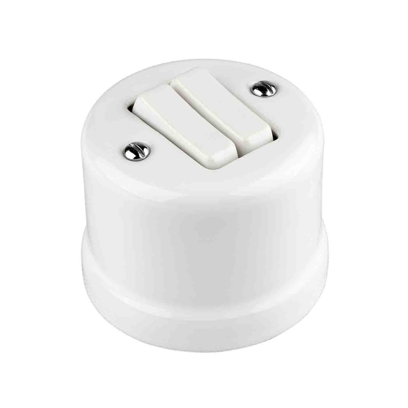 Włącznik ceramiczny natynkowy podwójny biały