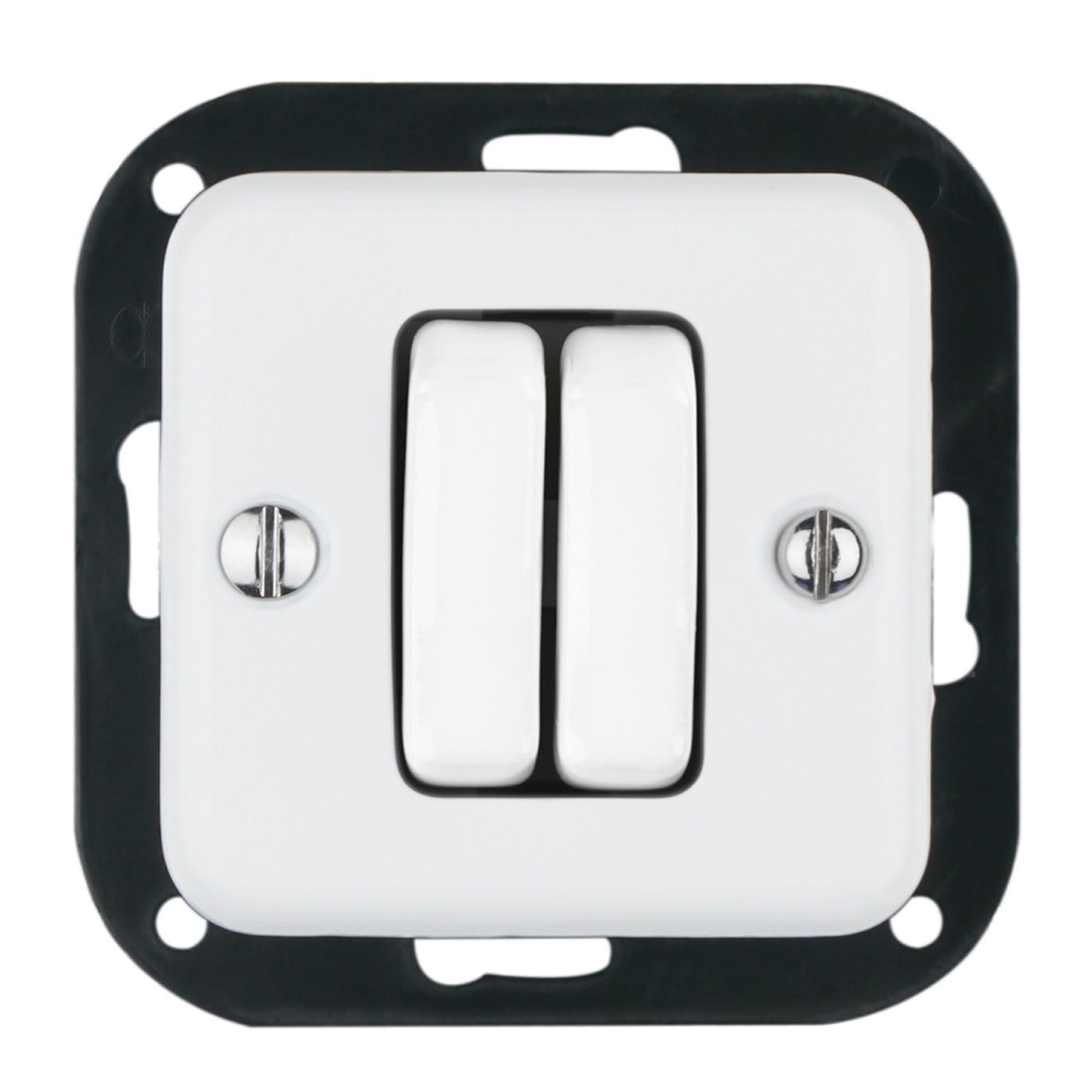 Włącznik schodowy podwójny kwadratowy podtynkowy biały do ramki