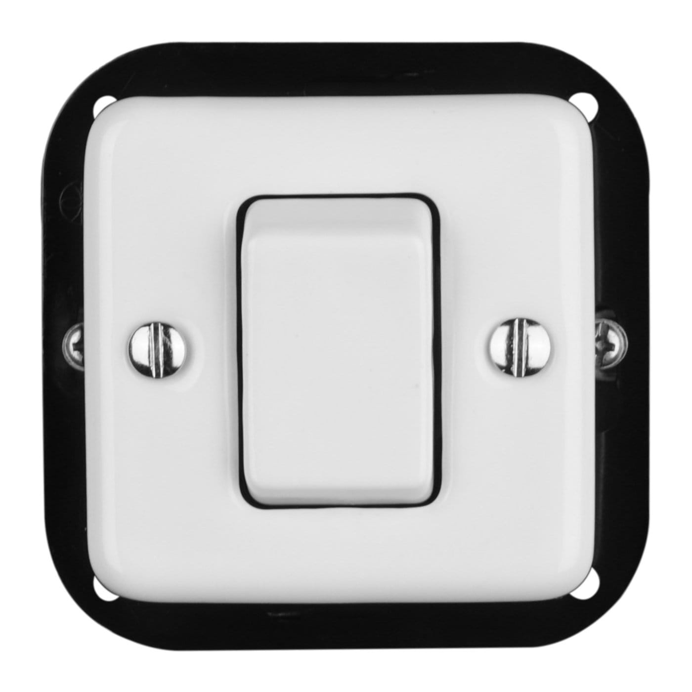 Włącznik krzyżowy kwadratowy podtynkowy biały do ramki