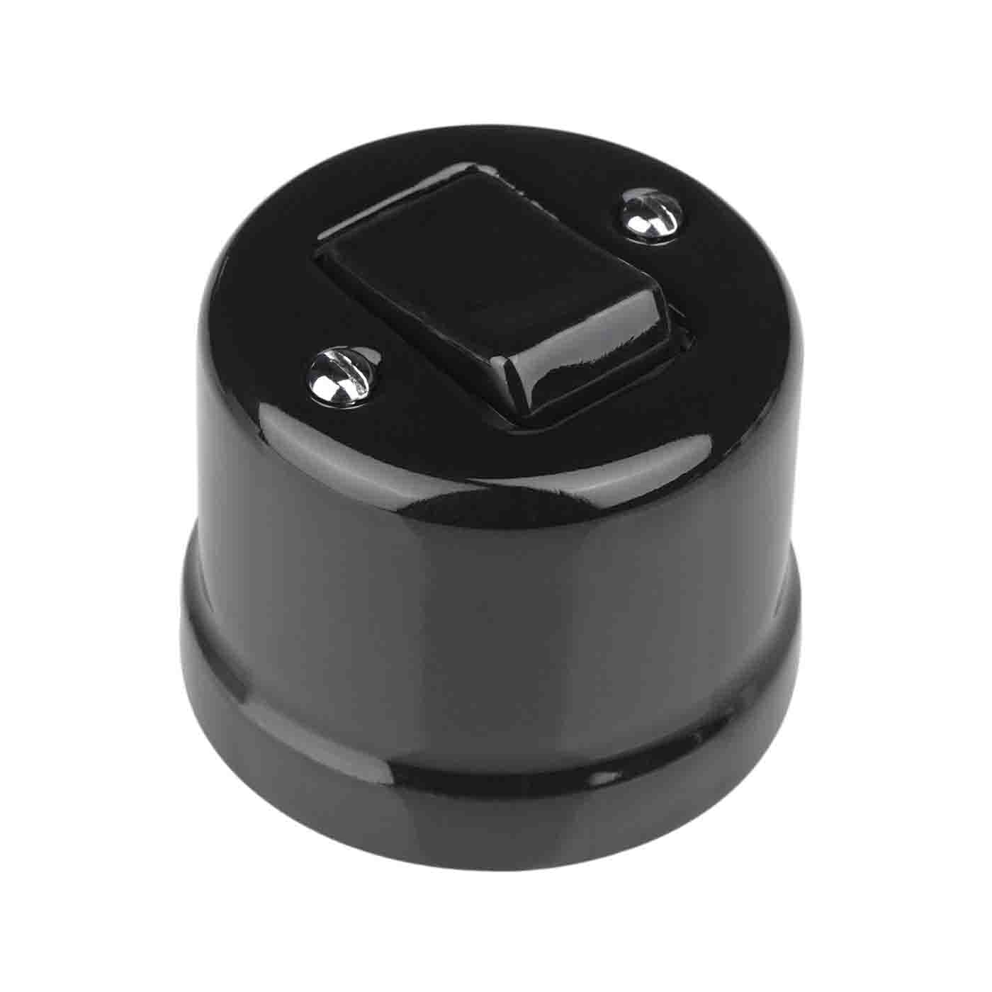 Włącznik ceramiczny natynkowy krzyżowy czarny