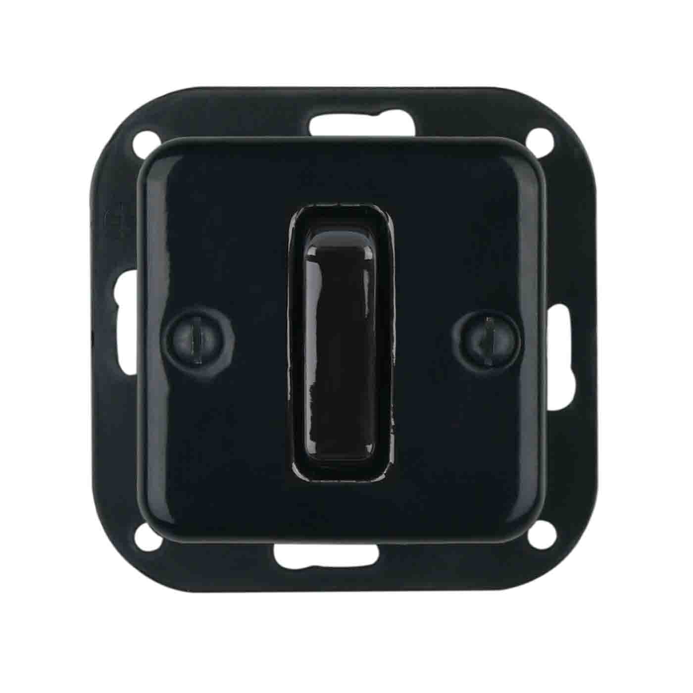 Włącznik schodowy pojedynczy kwadratowy podtynkowy czarny do ramki