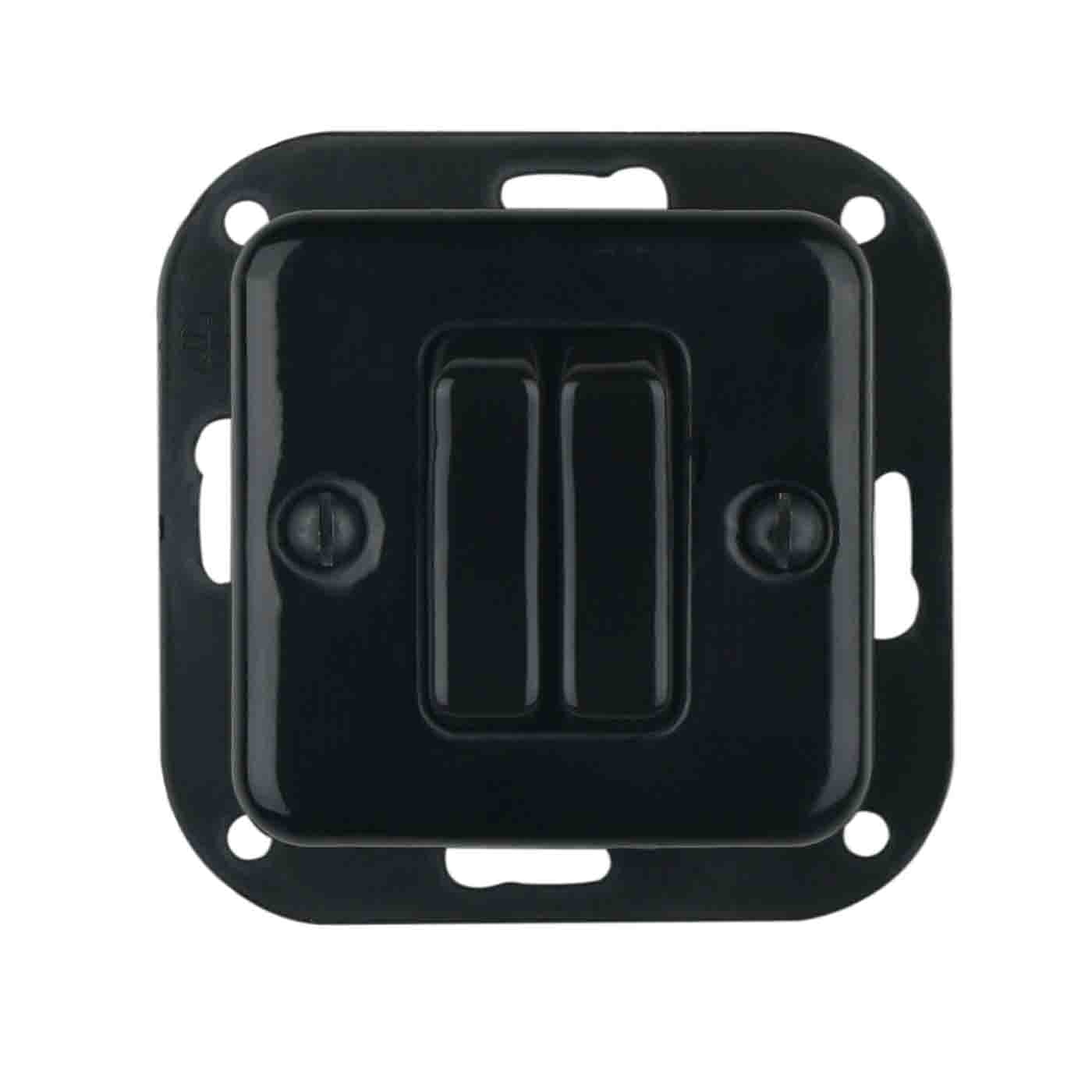 Włącznik schodowy podwójny kwadratowy podtynkowy czarny do ramki