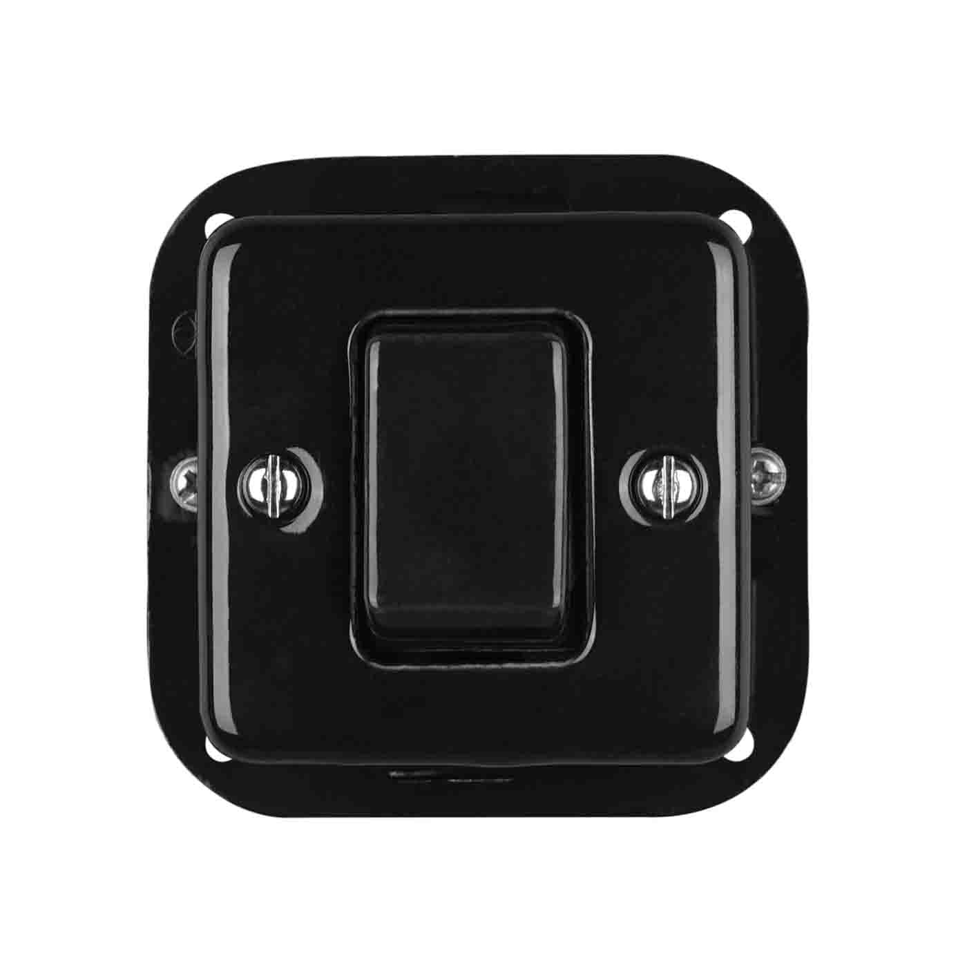 Włącznik krzyżowy kwadratowy podtynkowy czarny do ramki