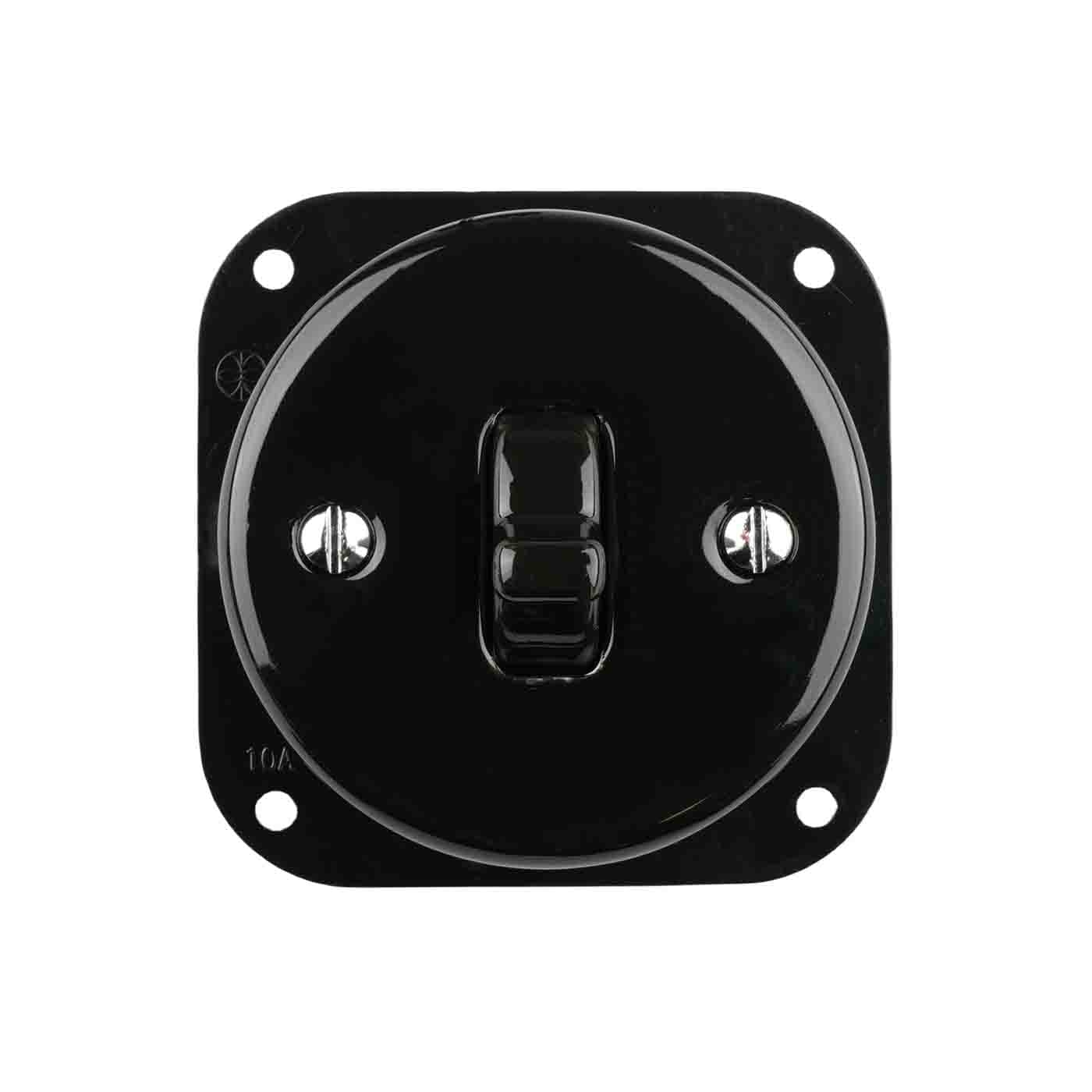 Włącznik ceramiczny hebelkowy schodowy pojedynczy czarny