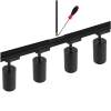 Lampy na szynie czarne 4x oprawa PIVOT + 2x szyna 1m łącznik zasilający 3 fazowy