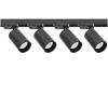 Lampy na szynie czarne 4x oprawa PIVOT + 2x szyna 1m łącznik zasilający 3 fazowy